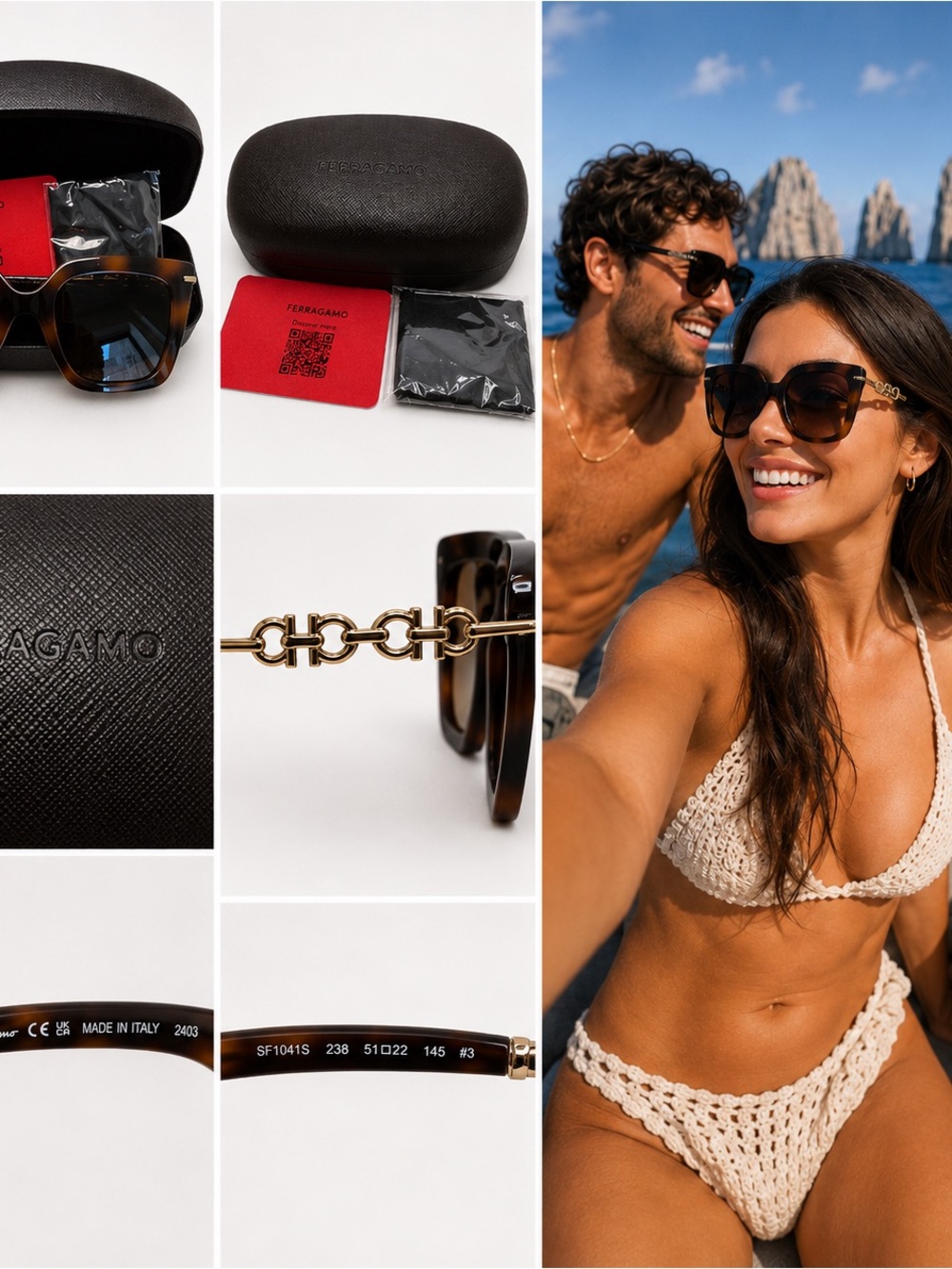 Salvatore Ferragamo SF1041S Oversized Tortoise Sunglasses w/ Case & Cloth